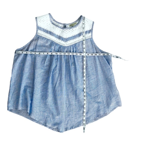 Democracy Blue & White Striped Tank Top With Eyelet Detail. Size 2X - Picture 8 of 8